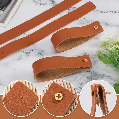 10 قطع من iayokocc خطافات حائط من الجلد الصناعي، جلد صناعي مقاس 0.98 × 4.7 بوصة، حامل على الحائط مع حلقات تثبيت على الحائط للحمام وغرفة النوم ومستلزمات رف مناشف المطبخ، بني in Kuwait