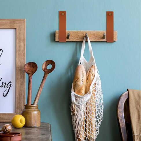 10 قطع من iayokocc خطافات حائط من الجلد الصناعي، جلد صناعي مقاس 0.98 × 4.7 بوصة، حامل على الحائط مع حلقات تثبيت على الحائط للحمام وغرفة النوم ومستلزمات رف مناشف المطبخ، بني in Kuwait