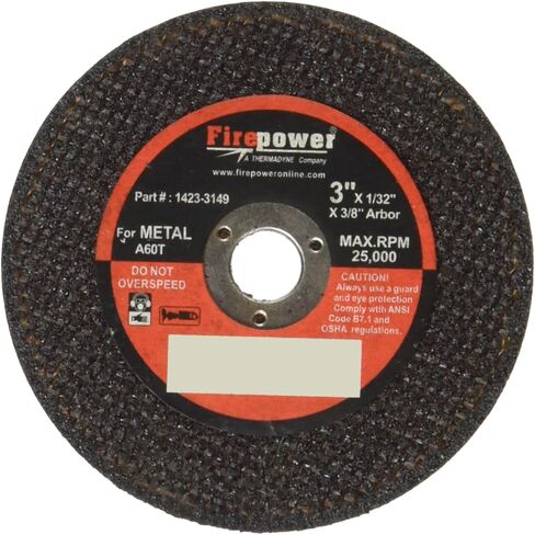Firepower 1423-3182 Type 1 Abrasive Cut-Off Wheel for Metal, 4-Inch Diameter, 1/32-Inch Width with 3/8-Inch Hole, 5-Pack in Kuwait