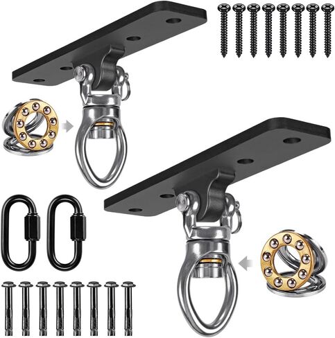 Dolibest Heavy Duty Swing Hanger, Swing Set Accessorie with Carabiner for Indoor Outdoor Playground, Porch Swing Hanging Kit for Wooden and Concrete Set with 4 Wood Screws and 4 Expansion Bolts, 900LB in Kuwait