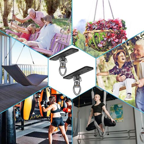 Dolibest Heavy Duty Swing Hanger, Swing Set Accessorie with Carabiner for Indoor Outdoor Playground, Porch Swing Hanging Kit for Wooden and Concrete Set with 4 Wood Screws and 4 Expansion Bolts, 900LB in Kuwait