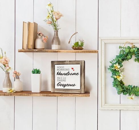 Inspirational Wood Signs, Home Decor, Box Wood Plaques Desk Décor, Bathroom Decor, Farmhouse Style Home Table Decor, Bedroom Decor, Wedding Decor, Good Morning Handsome Hello There Gorgeous in Saudi Arabia