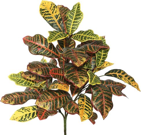 Vickerman 34" Artificial Green and Orange Croton Plant - Faux Indoor Plant Spray - Greenery for Home Or Office Decor - Home or Office Decor - Faux Indoor Plant in Saudi Arabia