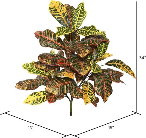Vickerman 34" Artificial Green and Orange Croton Plant - Faux Indoor Plant Spray - Greenery for Home Or Office Decor - Home or Office Decor - Faux Indoor Plant in Saudi Arabia