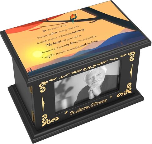 Wooden Cremation Urns for Human Ashes Adult Male Female, Funeral Decorative Photo Frame Urns Casket and Box for Ashes Women Men Child, Hummingbird Memorial Burial Urns for Ashes, Holds 220 Cubic Inch in Saudi Arabia