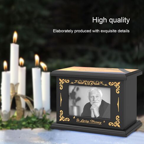Wooden Cremation Urns for Human Ashes Adult Male Female, Funeral Decorative Photo Frame Urns Casket and Box for Ashes Women Men Child, Hummingbird Memorial Burial Urns for Ashes, Holds 220 Cubic Inch in Saudi Arabia