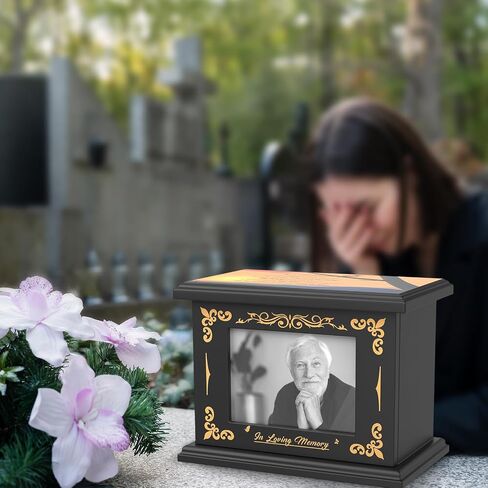 Wooden Cremation Urns for Human Ashes Adult Male Female, Funeral Decorative Photo Frame Urns Casket and Box for Ashes Women Men Child, Hummingbird Memorial Burial Urns for Ashes, Holds 220 Cubic Inch in Saudi Arabia