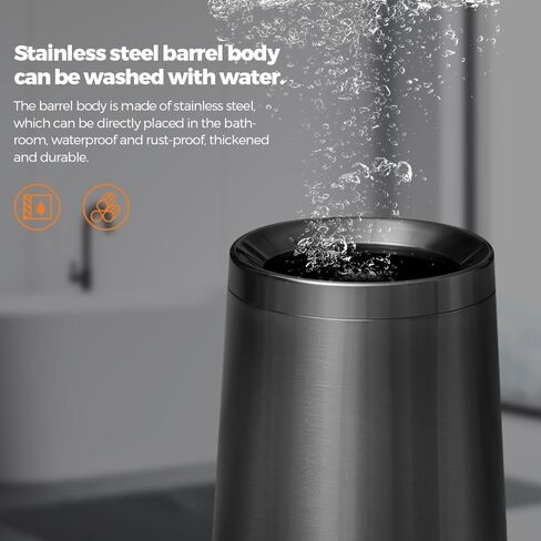 10L/2.6GAL Gold Trash Can,Stainless Steel Brass Trash Can,Conical Garbage Can with Top Opening,Morden Garbage Can for Bathroom,Kitchen,Bedroom,Office,Hotel (Z-10L Black Gold) in Saudi Arabia