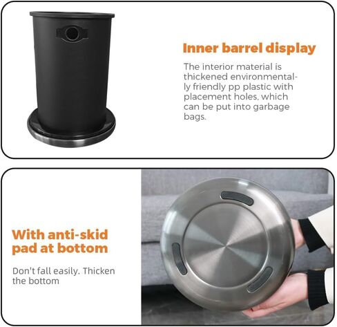 10L/2.6GAL Gold Trash Can,Stainless Steel Brass Trash Can,Conical Garbage Can with Top Opening,Morden Garbage Can for Bathroom,Kitchen,Bedroom,Office,Hotel (Z-10L Black Gold) in Saudi Arabia