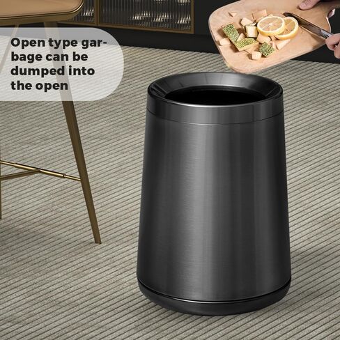 10L/2.6GAL Gold Trash Can,Stainless Steel Brass Trash Can,Conical Garbage Can with Top Opening,Morden Garbage Can for Bathroom,Kitchen,Bedroom,Office,Hotel (Z-10L Black Gold) in Saudi Arabia