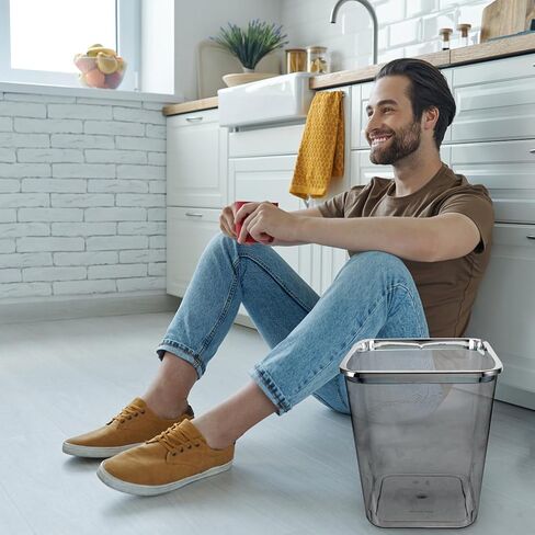 STOBOK Clear Trash Can Square Wastebasket Large Garbage Bin Decorative Rubbish Can Wastepaper Container 1.5L for Home Office Bathroom Bedroom Kitchen in Saudi Arabia