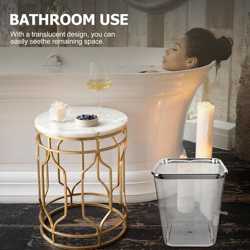 STOBOK Clear Trash Can Square Wastebasket Large Garbage Bin Decorative Rubbish Can Wastepaper Container 1.5L for Home Office Bathroom Bedroom Kitchen in Saudi Arabia