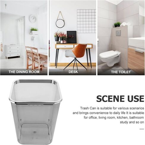 STOBOK Clear Trash Can Square Wastebasket Large Garbage Bin Decorative Rubbish Can Wastepaper Container 1.5L for Home Office Bathroom Bedroom Kitchen in Saudi Arabia