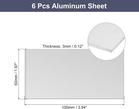 uxcell Aluminum Sheet, 6 Pcs 100mm x 50mm x 3mm (0.12 Inch) Thickness Square 6061 Aluminum Plate for Industrial, Silver Tone in Saudi Arabia