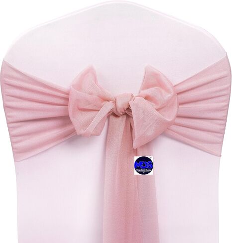 MDS pack of 50 Chiffon chair sashes bows for wedding Events Supplies, Decorations for Birthday Parties, Graduations, Engagements, Chair sashes fits Banquet chair cover tie backs band - Dusty Rose in Kuwait