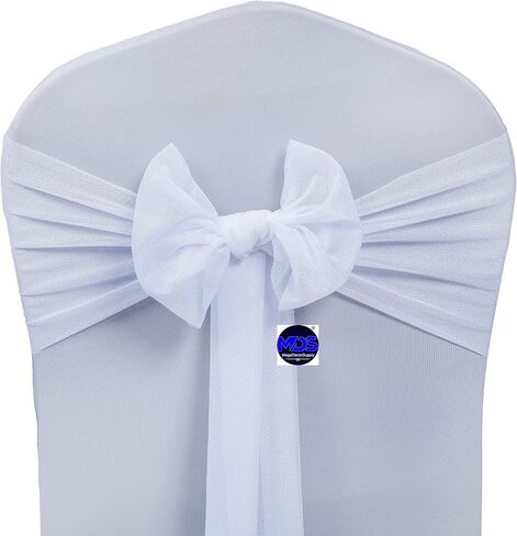 MDS pack of 50 Chiffon chair sashes bows for wedding Events Supplies, Decorations for Birthday Parties, Graduations, Engagements, Chair sashes fits Banquet chair cover tie backs band - Dusty Rose in Kuwait