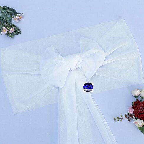 MDS pack of 50 Chiffon chair sashes bows for wedding Events Supplies, Decorations for Birthday Parties, Graduations, Engagements, Chair sashes fits Banquet chair cover tie backs band - Dusty Rose in Kuwait