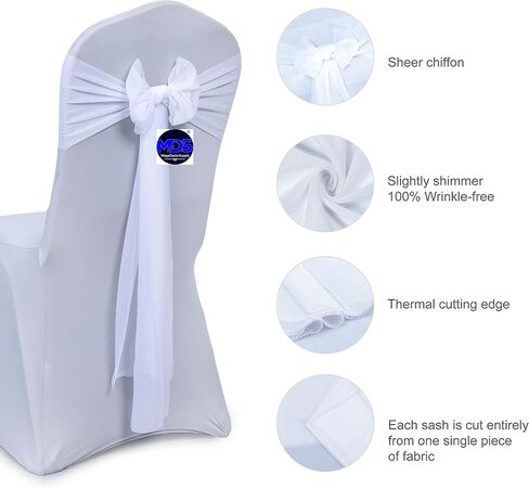 MDS pack of 50 Chiffon chair sashes bows for wedding Events Supplies, Decorations for Birthday Parties, Graduations, Engagements, Chair sashes fits Banquet chair cover tie backs band - Dusty Rose in Kuwait