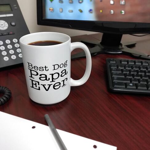 ThisWear Dog Lover Best Dog Papa Ever Pet Owner Rescue Grandparent 11oz Ceramic Coffee Mug Tea Cup White in Saudi Arabia