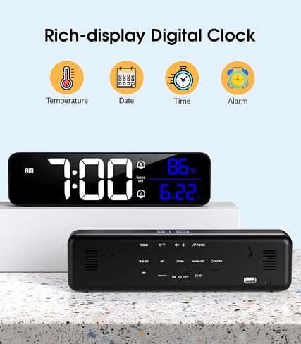 Zgrmbo Battery Operated Digital Clock, Alarm Clock - Cordless Large Big Numbers for Seniors, Adjustable Volume Loud Alarm Clock for Heavy Sleepers Adults in Saudi Arabia