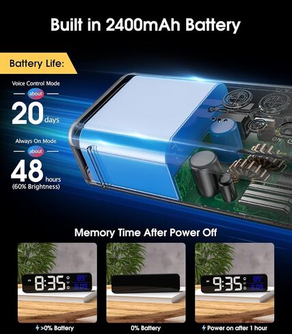 Zgrmbo Battery Operated Digital Clock, Alarm Clock - Cordless Large Big Numbers for Seniors, Adjustable Volume Loud Alarm Clock for Heavy Sleepers Adults in Saudi Arabia