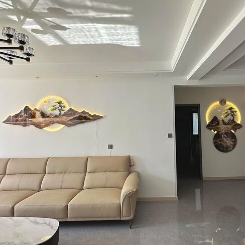 SQXLXDD 3D جدار الفن ديكور مع ضوء LED، 31.5 × 25.6 "كبيرة معدنية جدار الفن النحت ديكور المنزل الحديث العمل الفني لوحات معلقة مصباح الديكور لممر مدخل غرفة المعيشة in Saudi Arabia