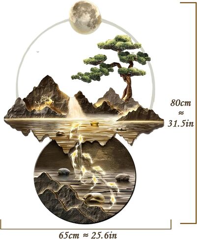SQXLXDD 3D جدار الفن ديكور مع ضوء LED، 31.5 × 25.6 "كبيرة معدنية جدار الفن النحت ديكور المنزل الحديث العمل الفني لوحات معلقة مصباح الديكور لممر مدخل غرفة المعيشة in Saudi Arabia