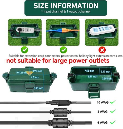 Outdoor Electrical Box Waterproof IP54-rated Outdoor Outlet Box Black Outdoor Extension Cord Cover Box (7.6 x 3.9 x3.3 inch) Wall-Hangable Waterproof Box for Protect Outlet (1 PCS Black) in Saudi Arabia