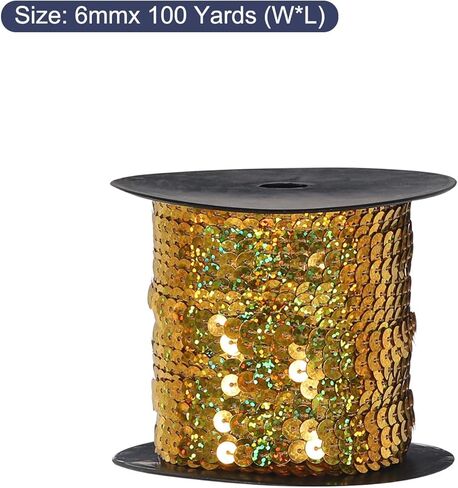 MECCANIXITY 200 ياردة × 0.16 بوصة شريط ترتر مسطح من قماش الترتر بالليزر Paillette Spangle الترتر تقليم للحرف اليدوية DIY هامش الخياطة بلينغ وردي فاتح in Kuwait