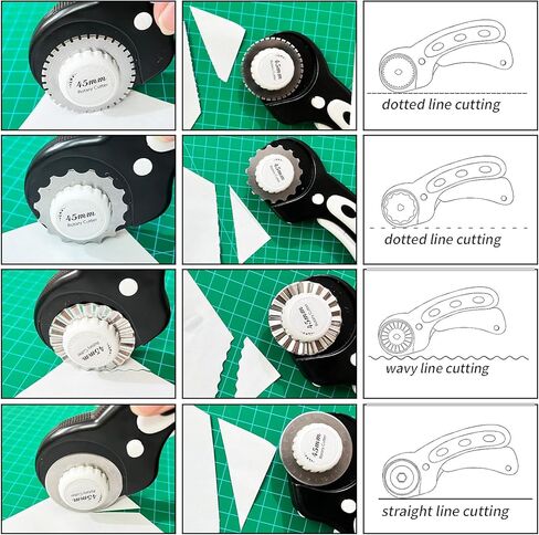 Amogto Rotary Cutter for Fabric, 45mm Fabric Cutter with 3pcs Rotary Cutter Blades, Ergonomic Quilting Supplies Tool for Leather, Crafting, Sewing, Quilting, Fabric Cutter Wheel for Left & Right Hand in Kuwait