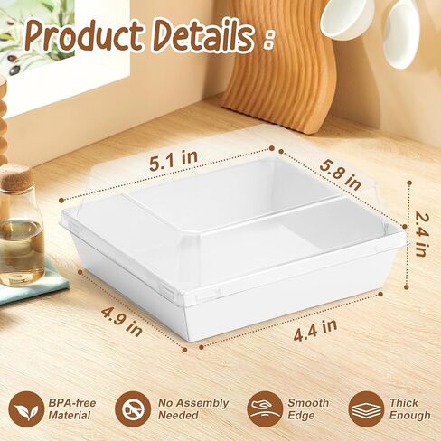 Charcuterie Boxes with Clear Lids 100 Pack, Square Disposable Paper Bakery Boxes, Food Containers to Go for Strawberries, Cupcakes, Desserts, Donuts, Party, Wedding, Outdoors and Home Use (White) in Kuwait