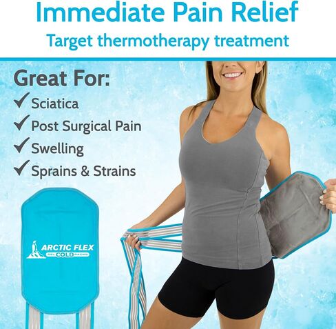Arctic Flex Ice Pack for Back Pain Relief - Gel Wrap for Injuries Reusable and Lower Back - Large Compression Therapy Pad - Freezable Hot & Cold - Soft Compress for Elbow, Shoulder, Stomach, Neck in Saudi Arabia