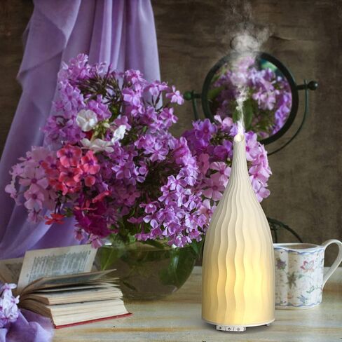 Aromatherapy Essential Oil Diffuser - La Mode C | 120ml Ultrasonic Ceramic Aroma Diffuser With Different Misting Level and Warm Light in Saudi Arabia