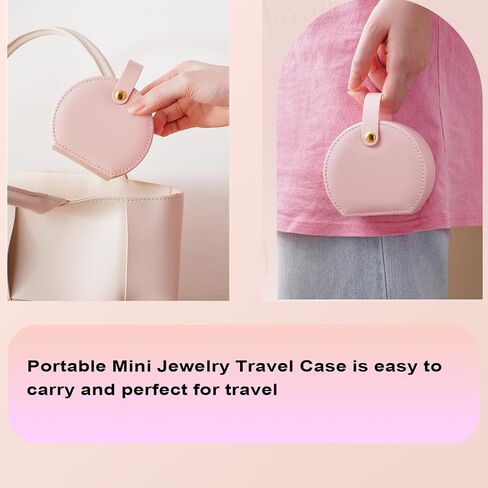 Travel Jewelry Case, Portable Mini Jewelry Travel Organizer, Detachable Handle, Waterproof PU Leather Travel Jewelry Organizer for Girls Women, Bridesmaid Gift, Birthday Gifts for Girls (pink) in Saudi Arabia
