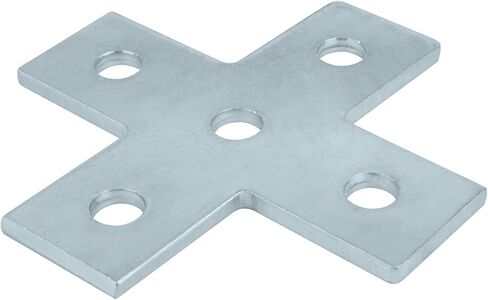 6 قطع من الألواح المتقاطعة ذات 5 فتحات لقناة مفردة مقاس 1-5/8 بوصة، تجهيزات ألواح مسطحة مجلفنة كهربائيًا بأربعة اتجاهات، تناسب مسمار مقاس 1/2 بوصة، سمك 4.7 مم، فولاذ كربوني in Kuwait