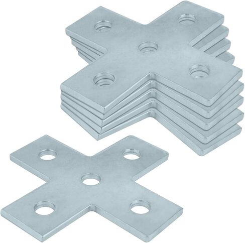 6 قطع من الألواح المتقاطعة ذات 5 فتحات لقناة مفردة مقاس 1-5/8 بوصة، تجهيزات ألواح مسطحة مجلفنة كهربائيًا بأربعة اتجاهات، تناسب مسمار مقاس 1/2 بوصة، سمك 4.7 مم، فولاذ كربوني in Kuwait