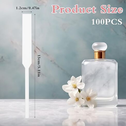 100 Pcs Perfume Tester Strips Disposable Fragrance Tester Strips White Blotter Paper Perfume Test Strips Perfume Making Supplies Scents Essential Oils Aromatherapy Testing13 X 1,2cm in Saudi Arabia