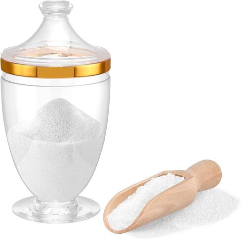 1000 مللي/33 أوقية حاوية ملح حمام أكريليك مع مغرفة خشبية برطمان ملح استحمام مع غطاء حاوية مكعبات السكر لسكر الحبوب الملح in Kuwait