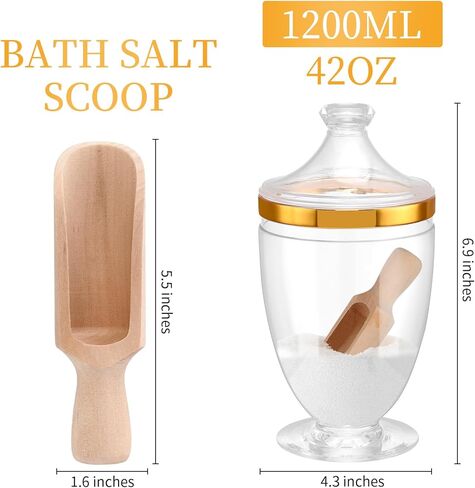 1000 مللي/33 أوقية حاوية ملح حمام أكريليك مع مغرفة خشبية برطمان ملح استحمام مع غطاء حاوية مكعبات السكر لسكر الحبوب الملح in Kuwait