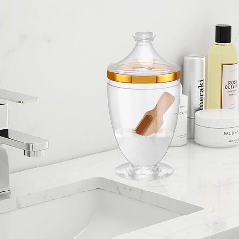 1000 مللي/33 أوقية حاوية ملح حمام أكريليك مع مغرفة خشبية برطمان ملح استحمام مع غطاء حاوية مكعبات السكر لسكر الحبوب الملح in Kuwait