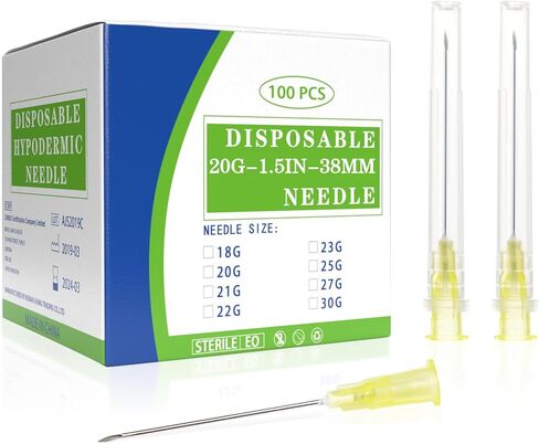 20 إبرة مقاس 1.5 بوصة، مستلزمات مختبرية للاستعمال مرة واحدة، عبوة فردية، عبوة من 100 قطعة in Kuwait