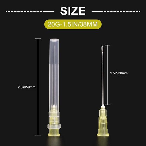 20 إبرة مقاس 1.5 بوصة، مستلزمات مختبرية للاستعمال مرة واحدة، عبوة فردية، عبوة من 100 قطعة in Kuwait