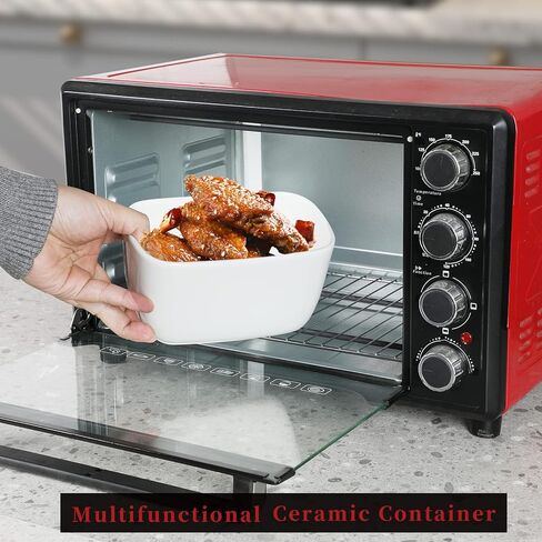 طبق زبدة سيراميك مع غطاء خشبي - حامل زبدة كبير مغطى للمنضدة، حاوية لحفظ الزبدة مثالية لحمل 2X 4oz زبدة الساحل الغربي/الشرقي، أبيض in Kuwait