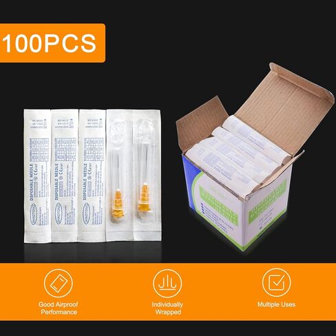 20 Gauge 1.5 Inch Needle Disposable Lab Supplies, Individual Package, Pack of 100 in Saudi Arabia