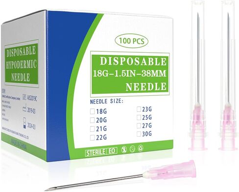 20 Gauge 1.5 Inch Needle Disposable Lab Supplies, Individual Package, Pack of 100 in Saudi Arabia