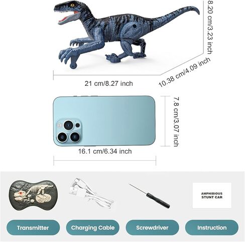 tecnock ديناصورات التحكم عن بعد، ألعاب ديناصورات صغيرة للأولاد 3-5 5-7، 2.4 جيجا هرتز المشي RC روبوت ديناصور مع أضواء، هدايا للأطفال الأولاد الفتيات سن 4 5 6 7 8-12، فيلوسيرابتور in Kuwait