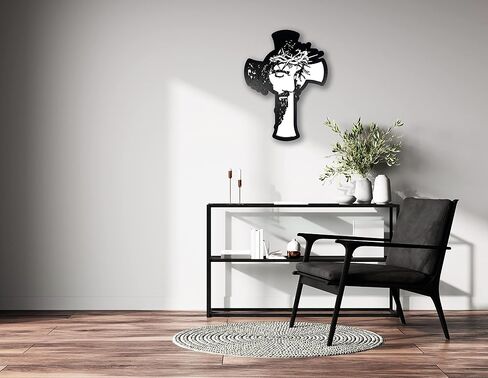 Urbalabs Layerd 3D Crucifix Wall Cross Jesus Wooden Cross 12 Inch Spiritual Gifts Black and White Laser Cut Handmade Minimalist Religious Christian Jesus Cross Wall Decor Home Church Office Catholic in Saudi Arabia