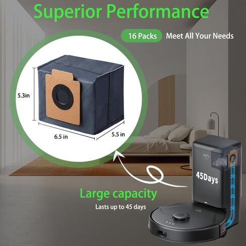 16 Pack Replacement Dust Bag Compatible with Eufy Clean X8 Pro X10 Pro Omni, 2.5L Vacuum Robot Cleaner Bags, Self-Empty Station Accessories Part in Saudi Arabia