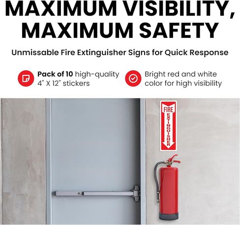 Made In USA Fire Extinguisher Sticker for Fire Safety - Super Durable, Long-Lasting-Adhesive, Weatherproof, Compliant, Perfect for Home, Office, or Boat - 4" x 12" - 3 Mil Thickness (15-Pack) in Saudi Arabia