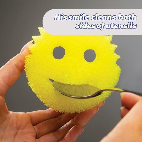 Scrub Daddy Original Dish Sponge Twin Pack, Smiley Face Sponges for Cleaning & Washing Up - Multipack Kitchen Non Scratch Scourers with FlexTexture Firm & Soft Scrubbing, Dishwashing Scrubber - Yellow in Saudi Arabia